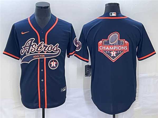 Men%27s Houston Astros Navy Team Big Logo With Patch Cool Base Stitched Jersey->houston astros->MLB Jersey